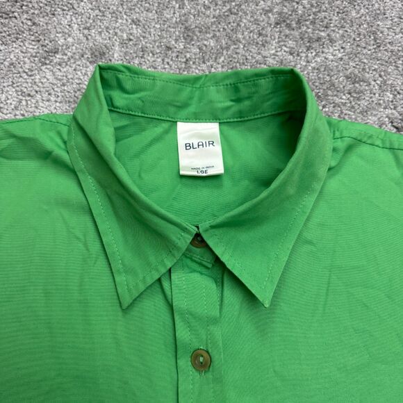 Blair Button Down Shirt Blouse Womens Large Green 3/4 Sleeve Classic Work Casual - Picture 3 of 11